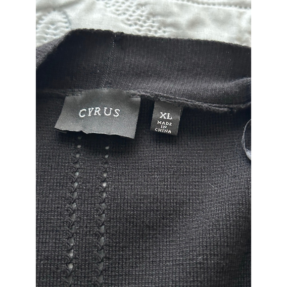 Cyrus Open Front Cardigan Sweater XL Black Shawl Collar Perforated NWT - Picture 6 of 10